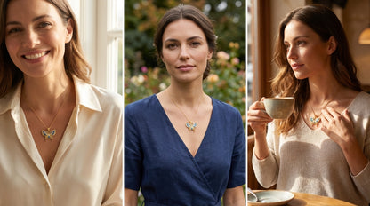 Butterfly pendant combining hollow silverwork and colorful enamel — a graceful Chinese enamel jewelry piece symbolizing transformation.
