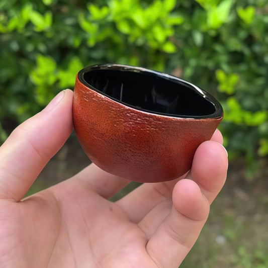 Orange-Peel-Base Lacquer Mini Cup | Gold Lacquer Accents | Frosted Anti-Slip Base